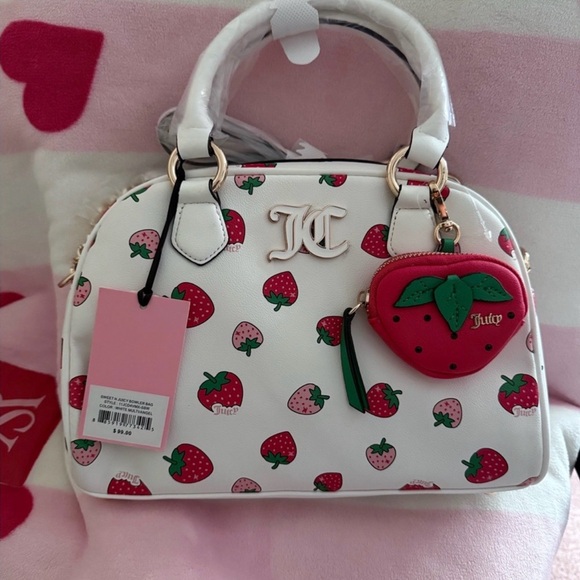 Juicy Couture Handbags - NWT Juicy Couture Sweet N Juicy White Strawberry Print Handbag